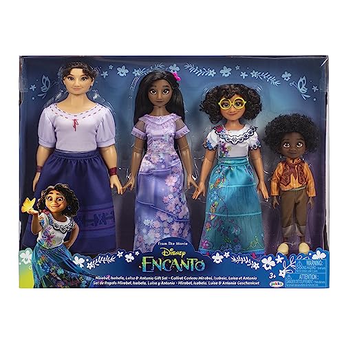 Pack de muñecas fashion de Encanto: Luisa, Isabela, Mirabel y Antonio articuladas