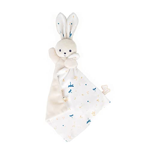 KALOO - Carré Douceur - Doudou Manta Conejo Blanco Delicado - Peluche para Bebés - Cuadrado 18 x 18 cm Blanco - Materiales Ecorresponsables - Caja de Regalo FSC - Desde el Nacimiento, K972000