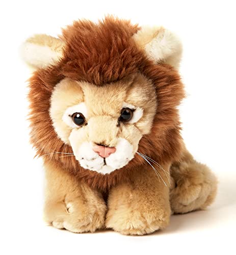 Peluche de león Uni-Toys sentado de 19 cm, realista y compacto