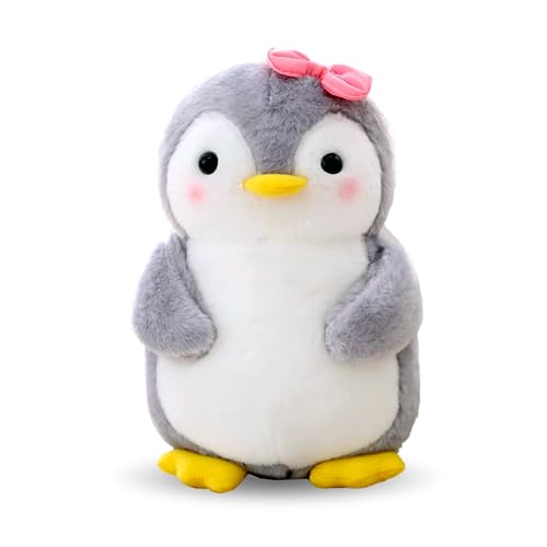 Peluche de pingüino Wishstar de 25 cm con lazo, suave para abrazar