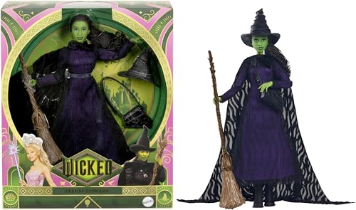 Muñeca de lujo Elphaba de Wicked articulada con capa y accesorios de Mattel