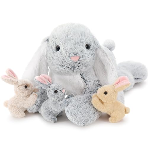MorisMos Mamá Conejo con 3 bebés (4 en 1, 60 cm)