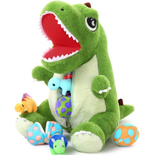MorisMos Dino Gigante XXL 50 cm con crías kawaii