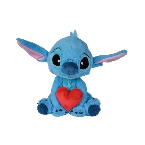 Peluche oficial Disney de Stitch abrazando un corazón de Simba