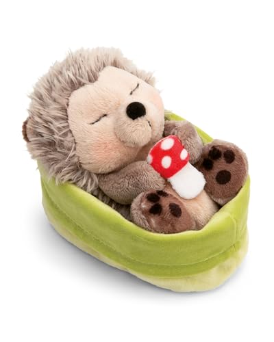NICI erizo de peluche durmiendo en cesta con seta, 12 cm