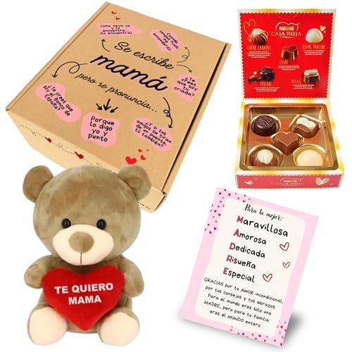 Peluchilandia Cajita Regalo "Te Quiero Mamá" + carta + bombones