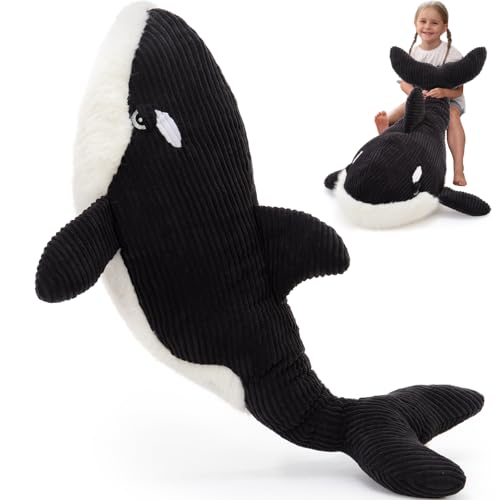 Peluche de orca gigante MorisMos de 120 cm, almohada corporal realista